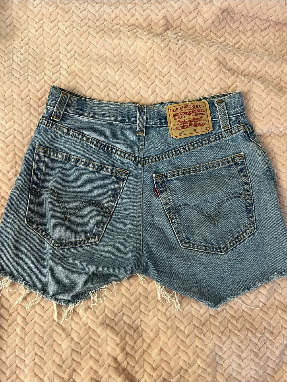 Levi's Light Blue Denim Frayed Hem Women's Shorts